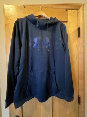 Under Armour Men's Fleece Hoodie Pullover Sweatshirt XXL Navy Blue Cold Gear